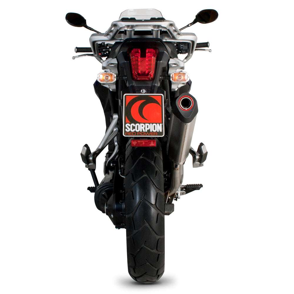 Scorpion Factory Satin Titanium Oval Exhaust-Triumph Tiger 1200 Explorer 2012-2015