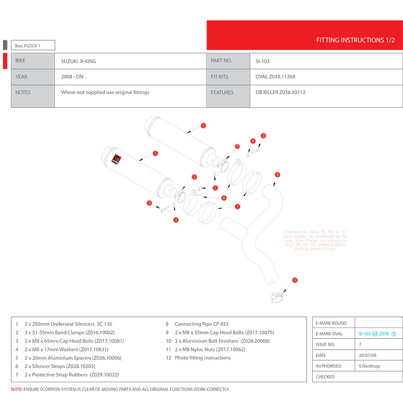 Scorpion Stealth Carbon Oval Exhaust Carbon Outlet Suzuki B KING 08>Current