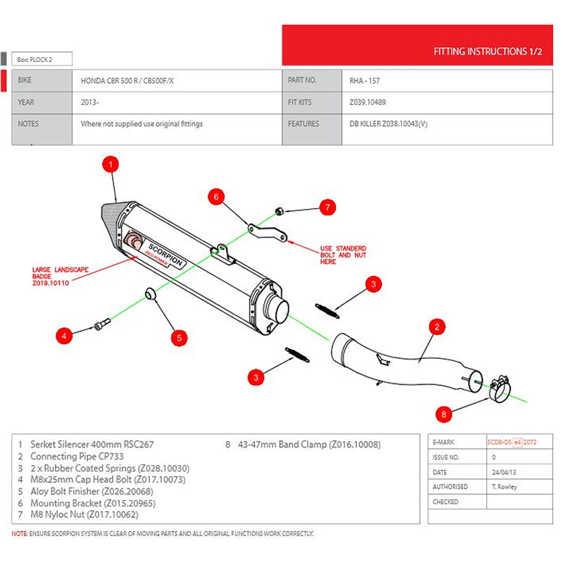 Scorpion Serket Satin Titanium Oval Exhaust - Honda CB 500 R 2013 - 2015