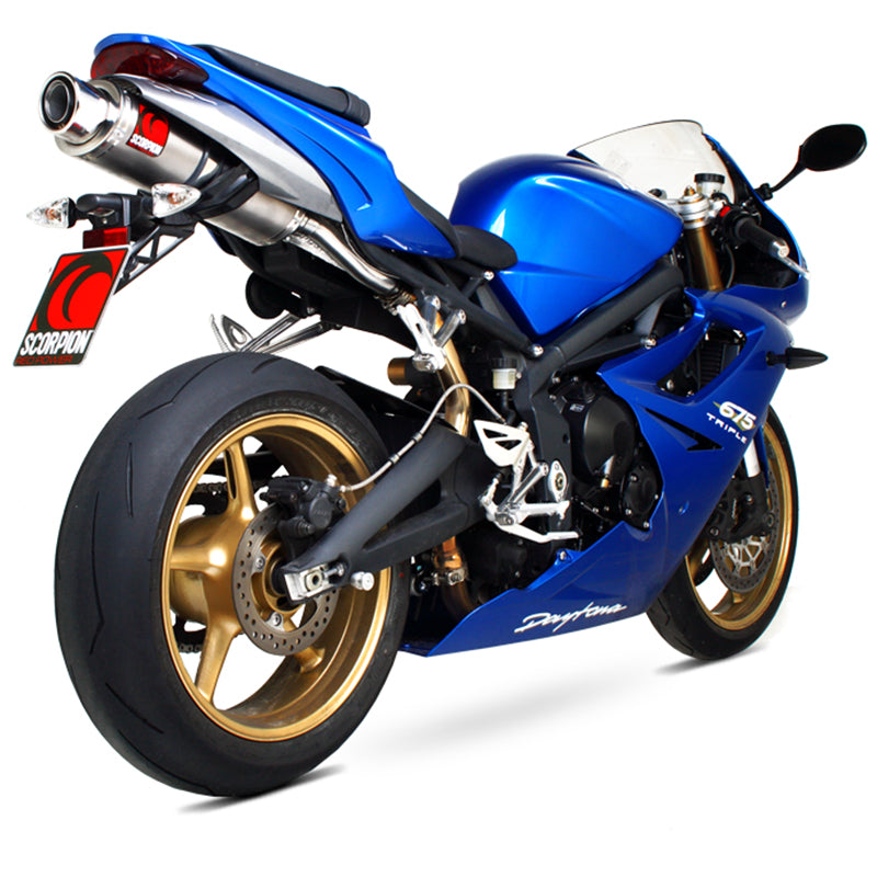 Scorpion Stealth Carbon Oval Exhaust Carbon Outlet Triumph Daytona 675 06-Current