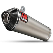 Scorpion Power Cone Satin Titanium Oval Exhaust Carbon Outlet Kawasaki ZX-6R 09>Current