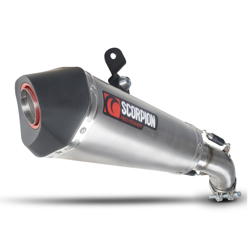 Scorpion Serket Taper Satin Titanium Oval Exhaust For Triumph Street Triple 675 R And RX 2013-2016