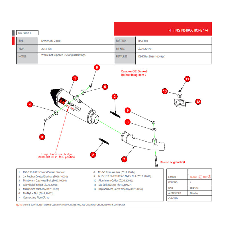 Scorpion Serket Taper Satin Titanium Oval Exhaust For Kawasaki Z800 2013-2016