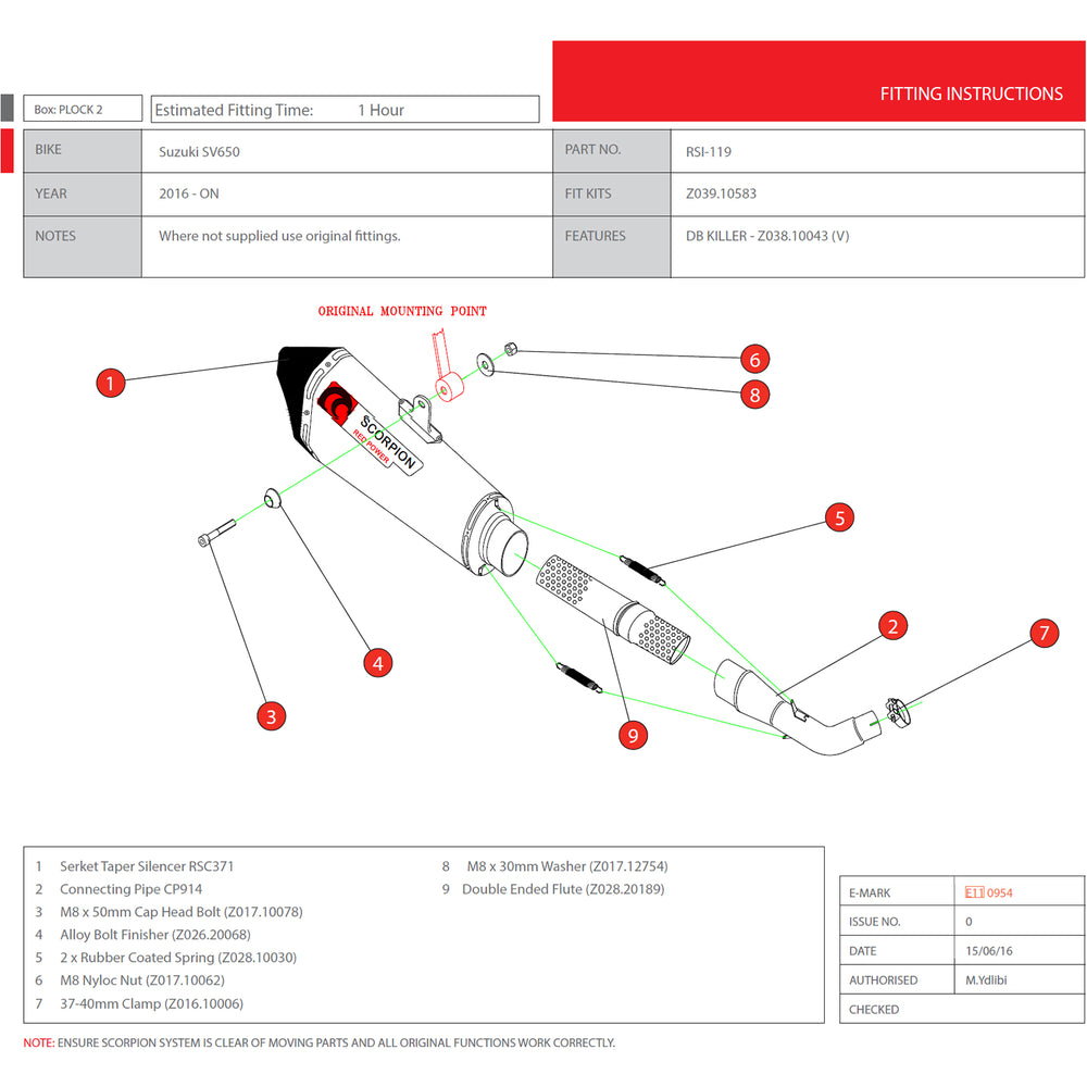 Scorpion Serket Taper Titanium Oval Exhaust - Suzuki SV 650 2016 - 2021