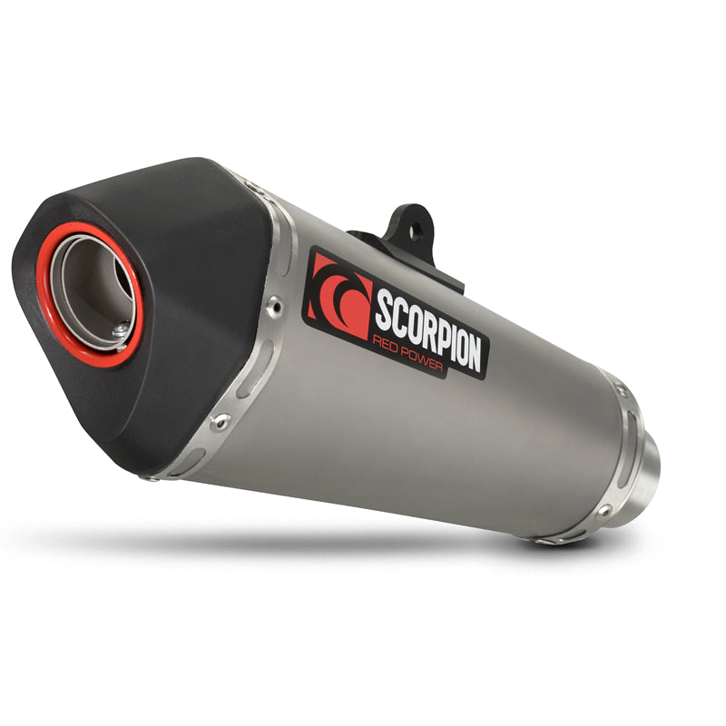 Scorpion Serket Taper Satin Titanium Oval Exhaust For Suzuki GSR 750 2011-2016