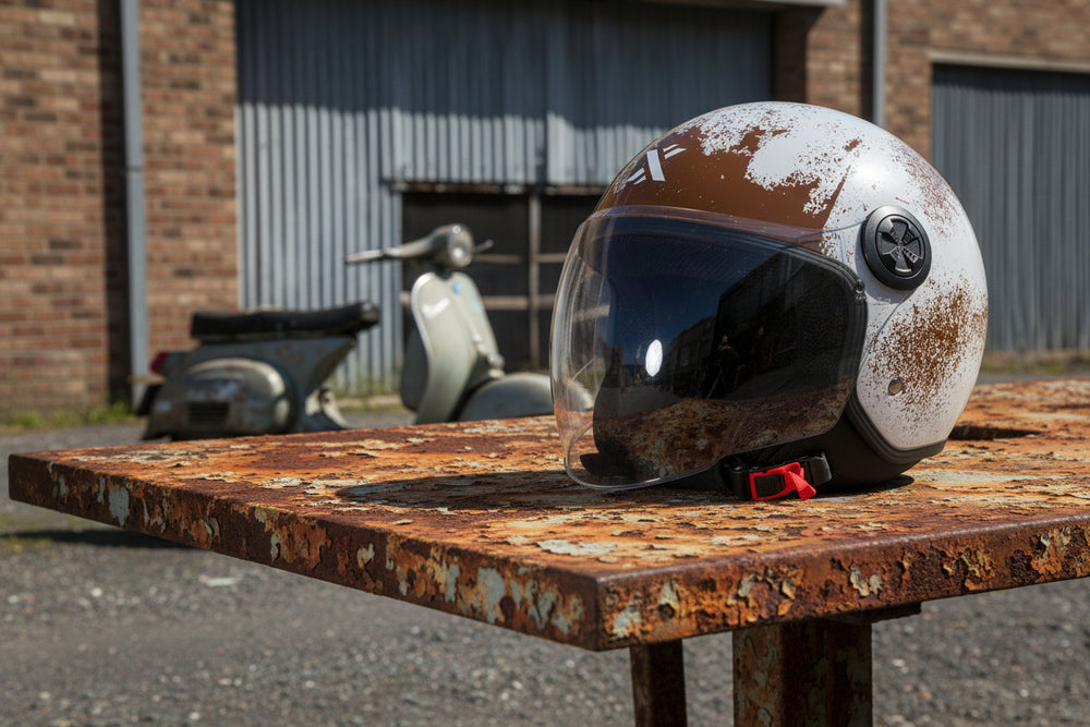Shox Interceptor Rust Open Face Motorcycle Helmet Lifestyle