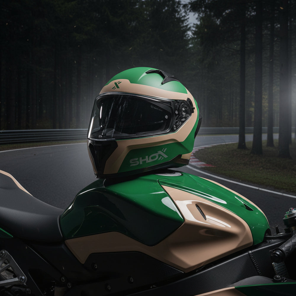 Shox Rapid Advance Motorcycle Helmet Lifestyle Green