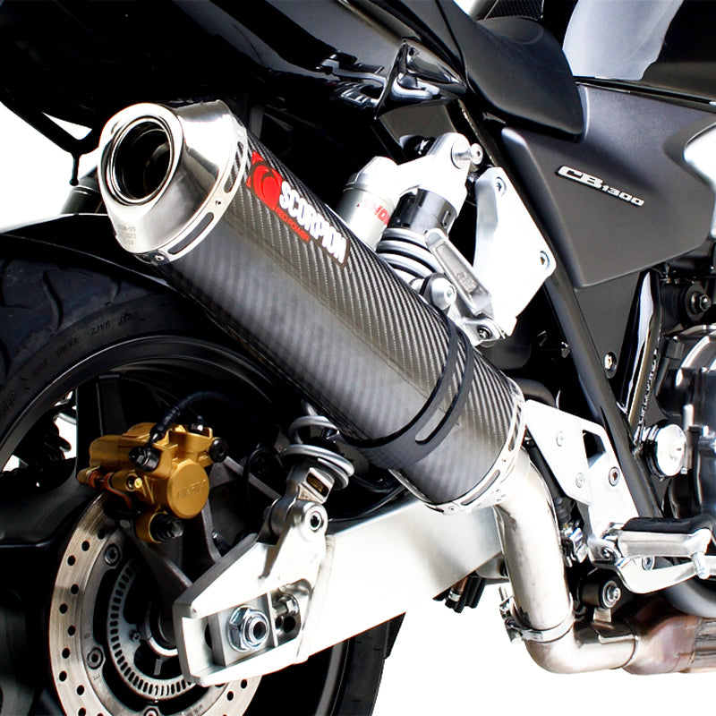 Scorpion Factory Satin Titanium Round Exhaust Carbon Outlet Honda CB 1300 03>Current