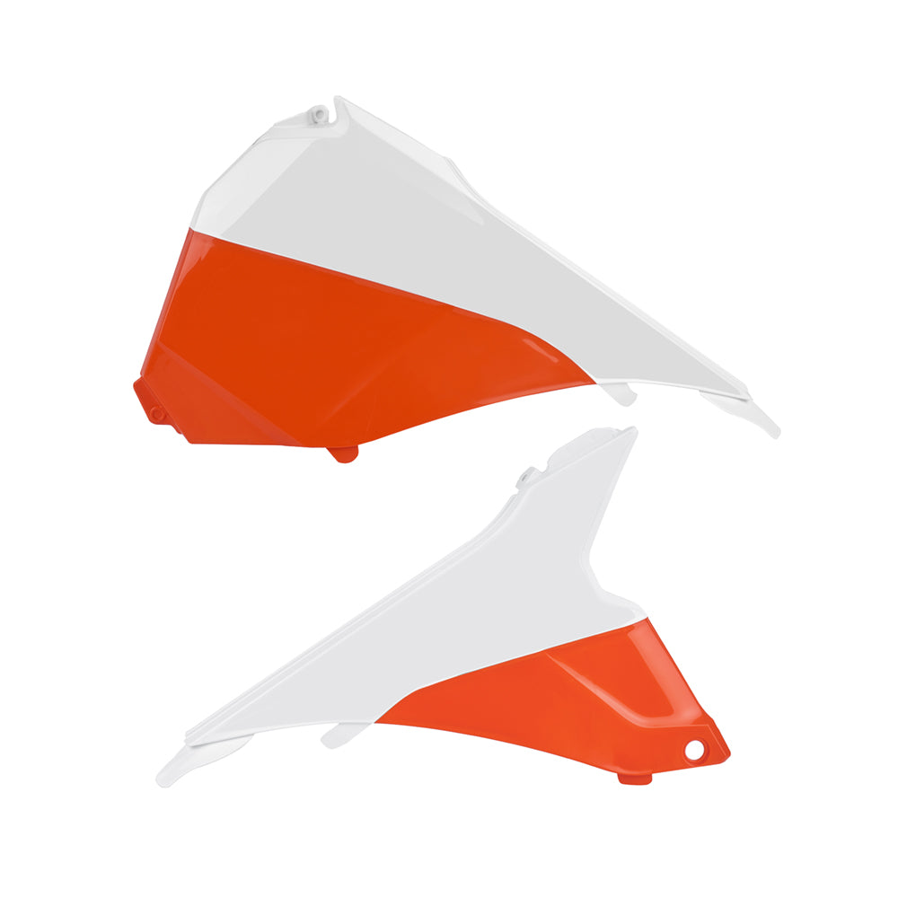 Polisport Air Box Cover - KTM SXF 250/350/450 & SX 125/150/250 2013-15, SX250 2016, XC/XC-F 2013-16 - White/ Orange