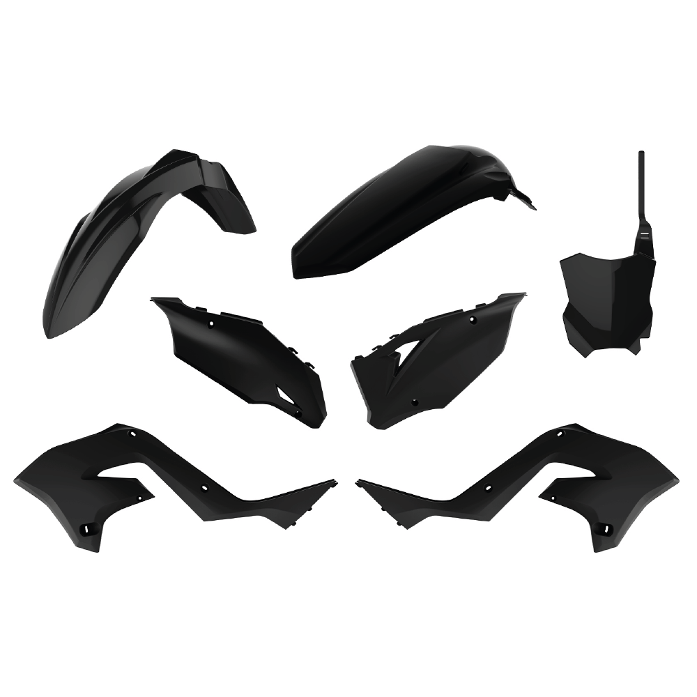 Polisport Plastics Restyle Kit - Kawasaki KX125/250 2003-08 To KXF450 2020-24 Style - Black